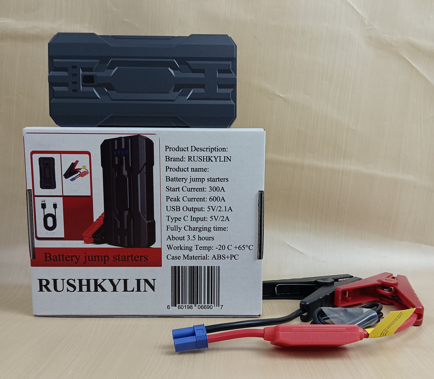 RUSHKYLIN Battery jump starters car emergency starter power high capacity mobile charging treasure powering ignition car lighter backup battery