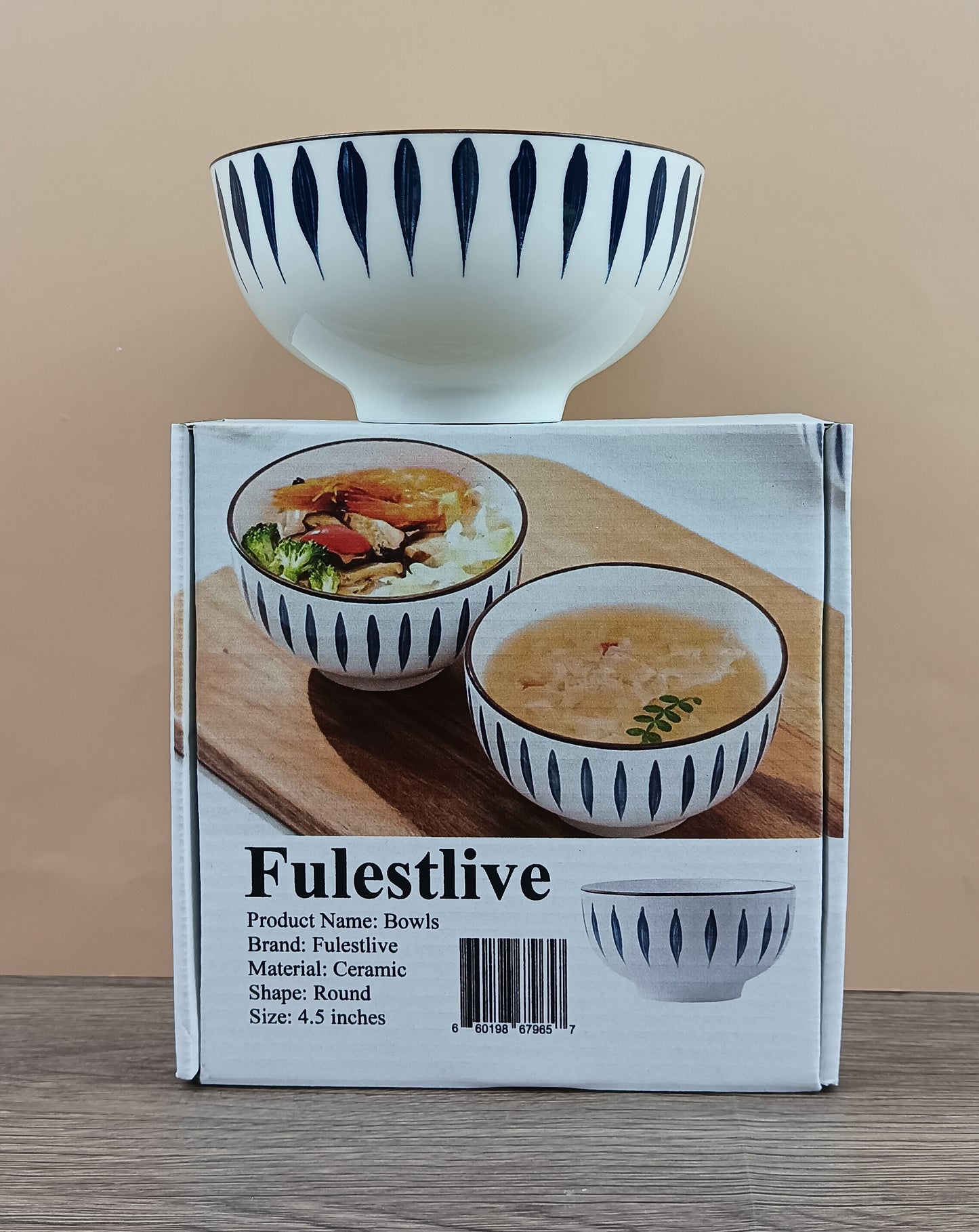 Fulestlive Bowls Rice Bowls Family Pack Bowls Household High-value Eating Bowls Safe High Temperature Underglaze Thickened Anti-scald Ceramic Bowls