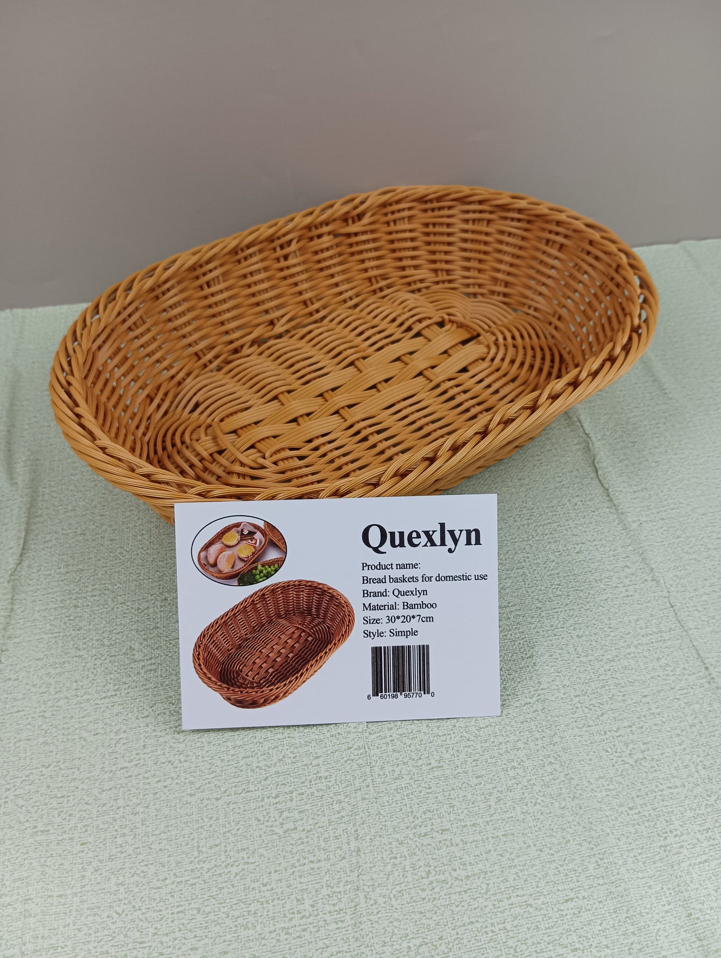 Quexlyn Bread baskets for domestic use rattan-like fruit basket rattan fruit basket supermarket snacks storage basket woven bread fruits and vegetables display display frame