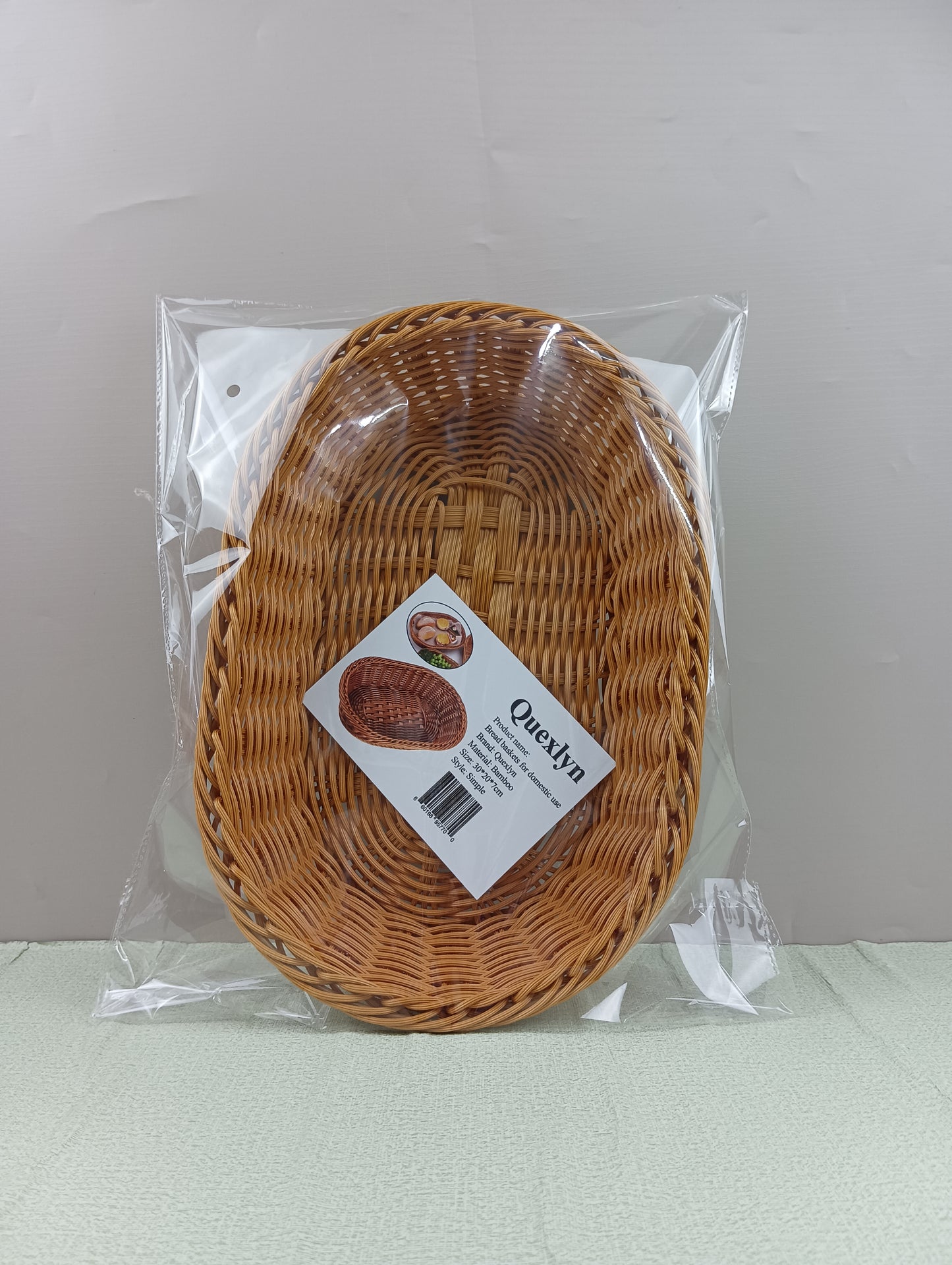 Quexlyn Bread baskets for domestic use rattan-like fruit basket rattan fruit basket supermarket snacks storage basket woven bread fruits and vegetables display display frame