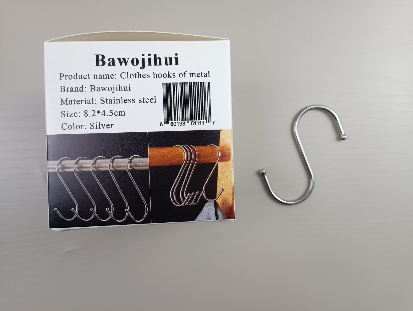 Bawojihui Clothes hooks of metal Stainless steel s-shaped hooks thickened s hook dormitory wall bathroom toilet kitchen shelf small department store closet hooks