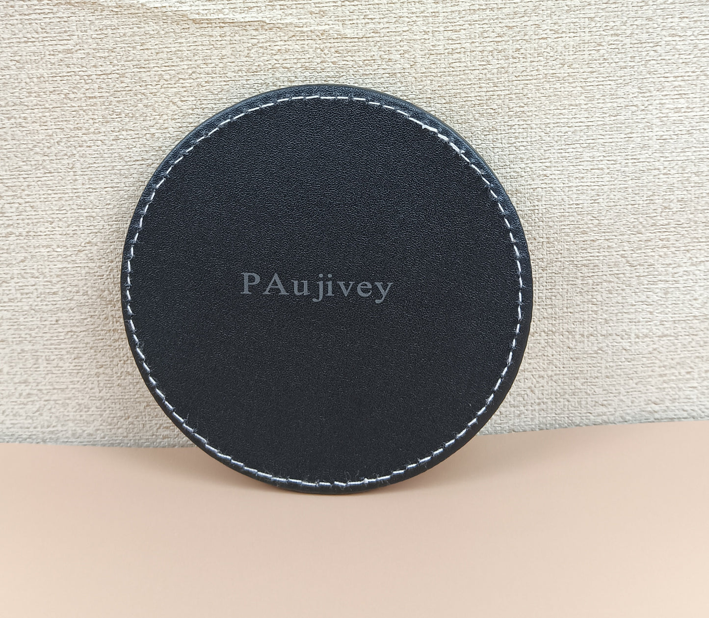 PAujivey Coasters, not of paper or textile Creative Furniture Hotel Coasters Wholesale Set DIY Round PU Coffee Mats Tea Coasters Heat Insulation Mats