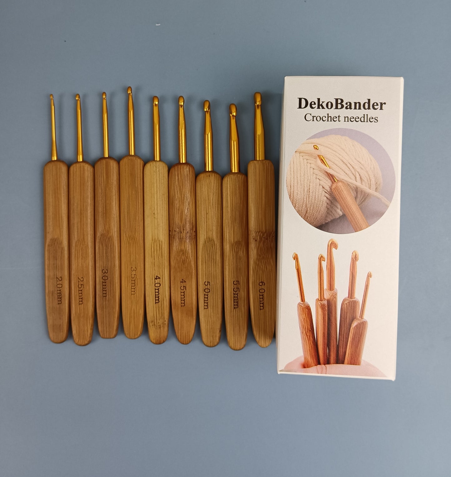 DekoBander Crochet needles wood shank crochet hook wool crochet hook DIY hand knitting tools sweater needles round head carbide crochet hook wood crochet hooks