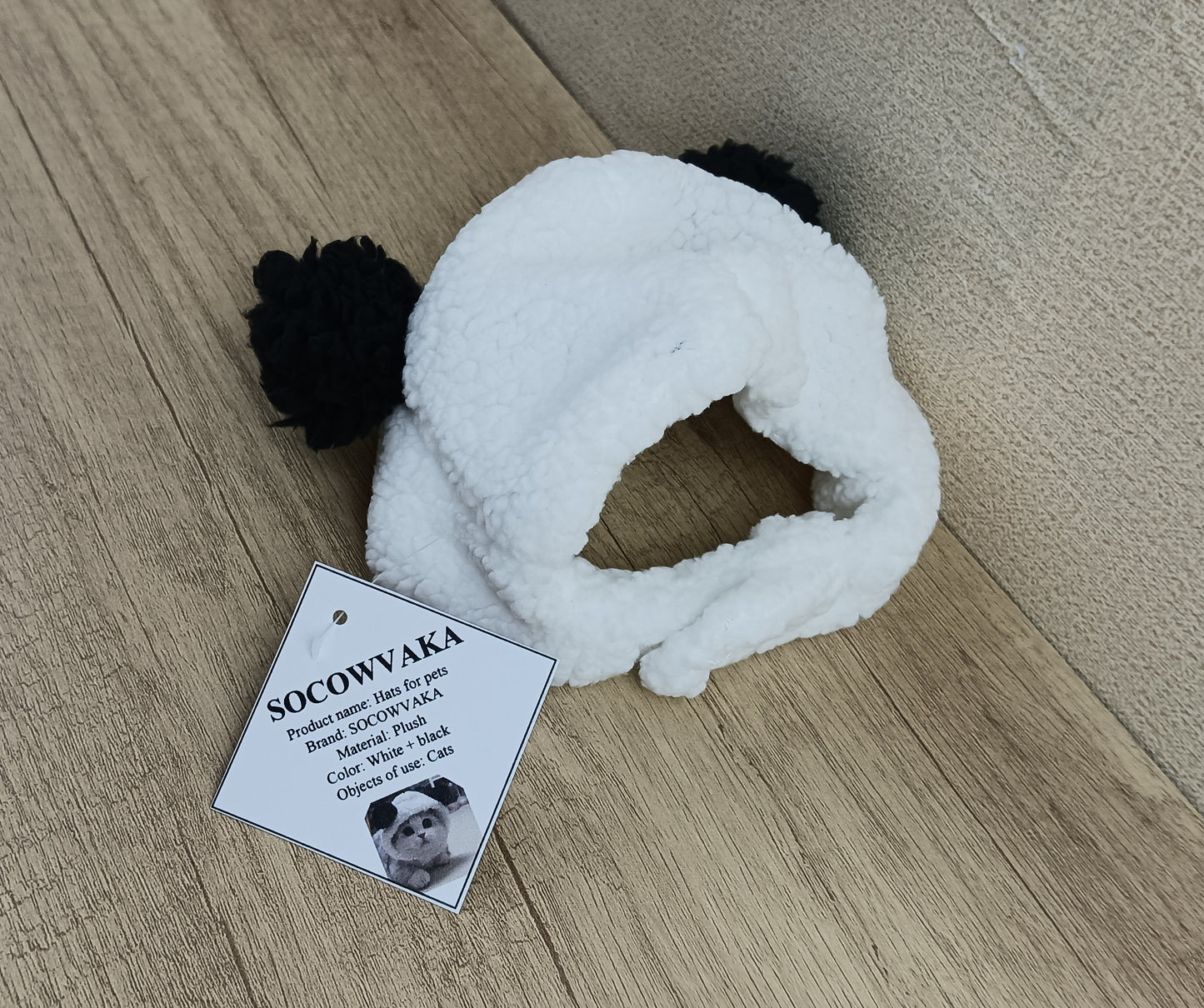 SOCOWVAKA Hats for pets Cute panda shaped cat hat quirky bear dog headgear teddy bichon dog headwear rabbit decorations