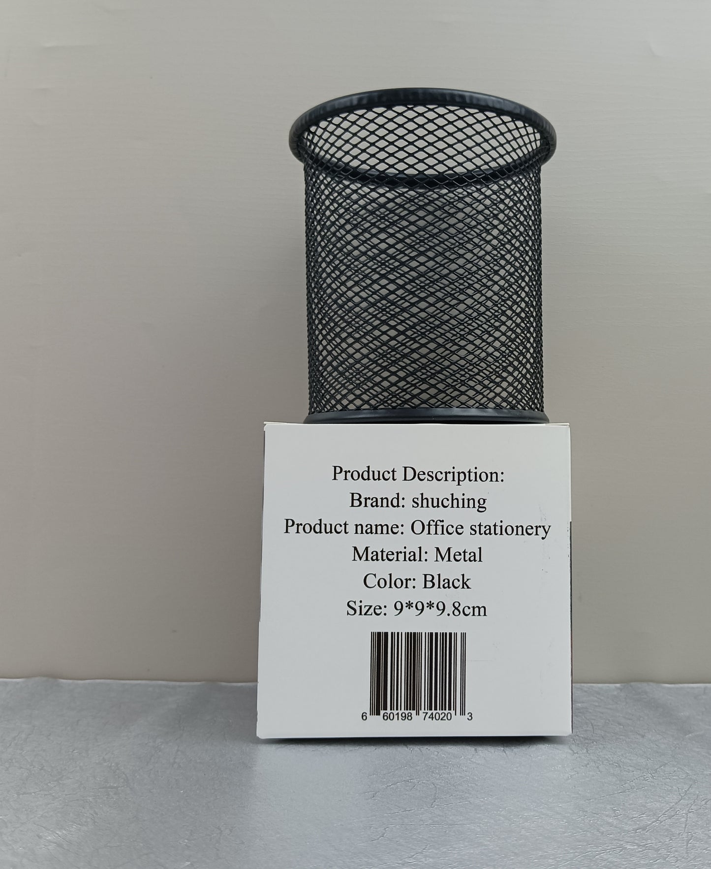 shuching Office stationery round mesh metal pen holder storage student desktop multifunctional creative minimalist frosted transparent storage box office stationery