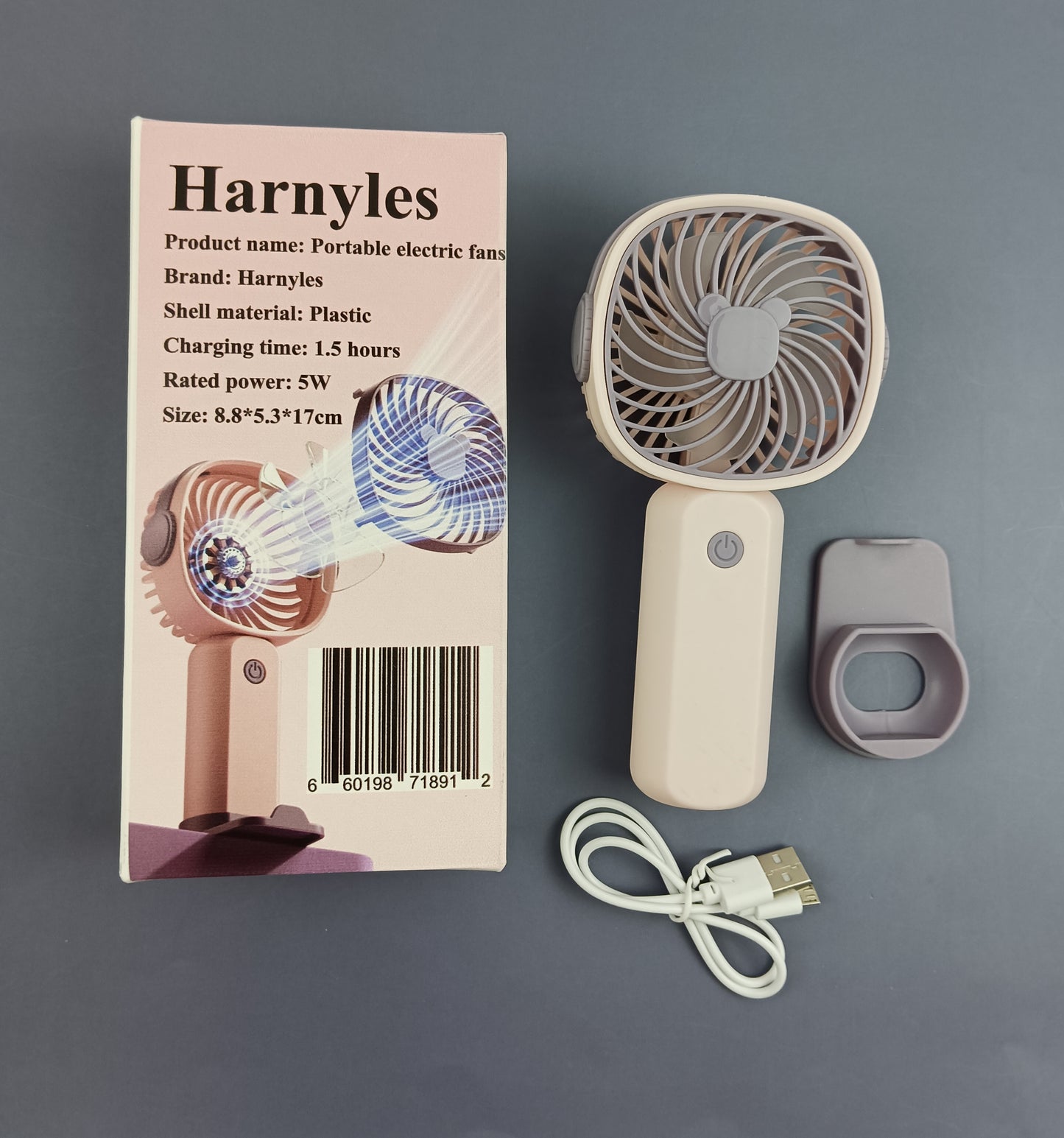 Harnyles Portable electric fans new handheld small fan for students class handheld outdoor portable usb rechargeable fan mute high wind power