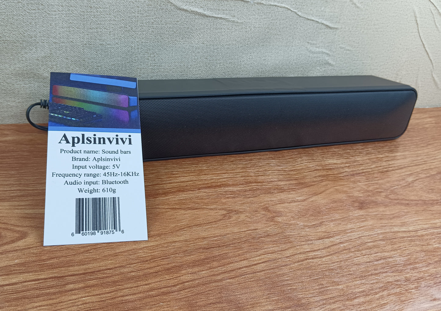 Aplsinvivi Sound bars explosive colorful lights multi-use bluetooth sound desktop home computer sound theater sound usb one line through sound long bar echo wall