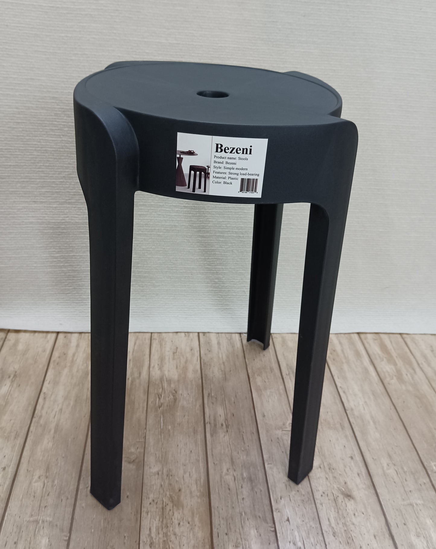 Bezeni Stools Plastic Stools Household Thickened Modern Simple High Stool Stackable Dining Table Rubber Bench Dining Room Spare Windmill Round Stools