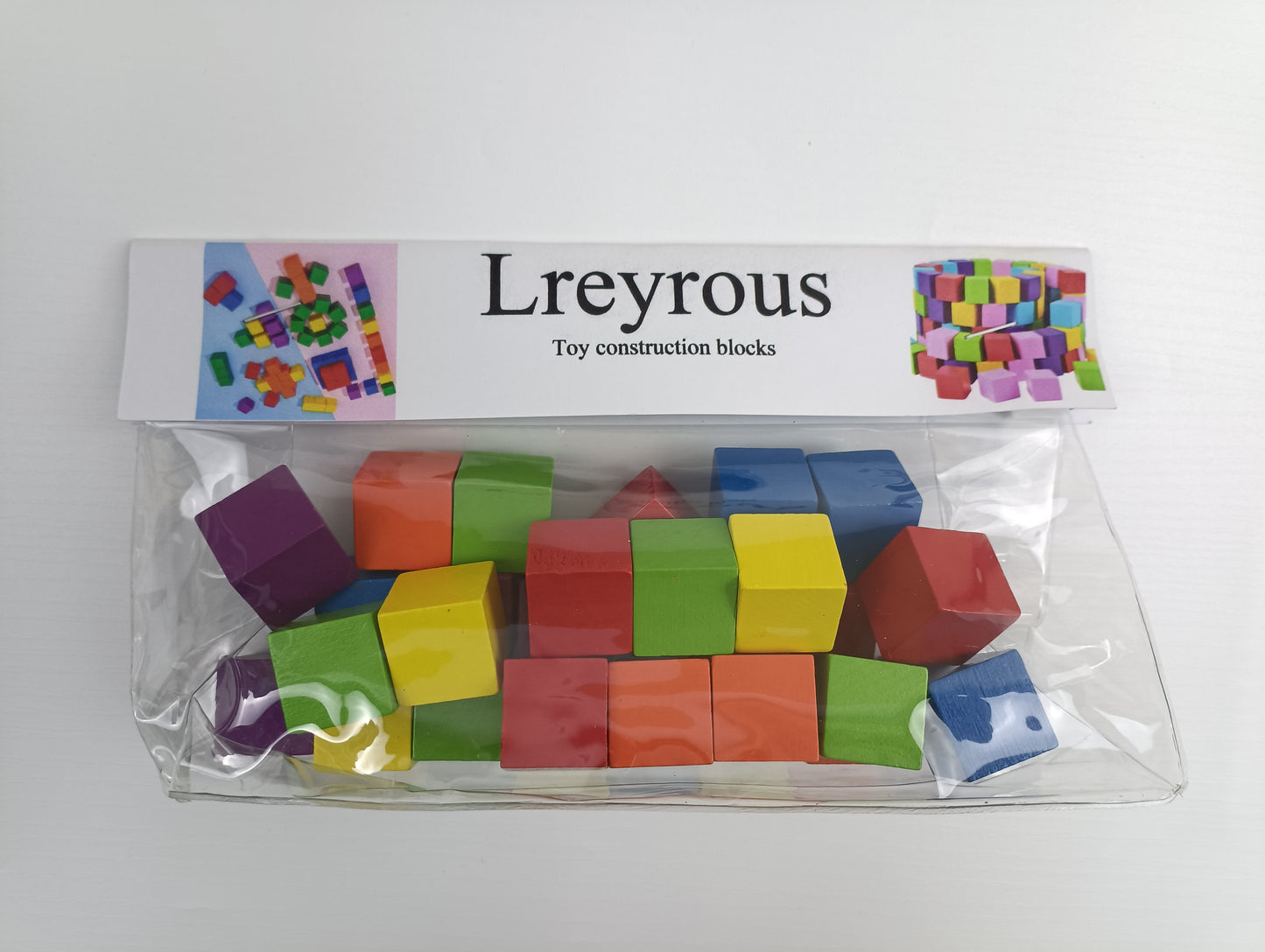 Lreyrous Toy construction blocks puzzle blocks teaching aids colorful wooden students kindergarten math children square solid wood