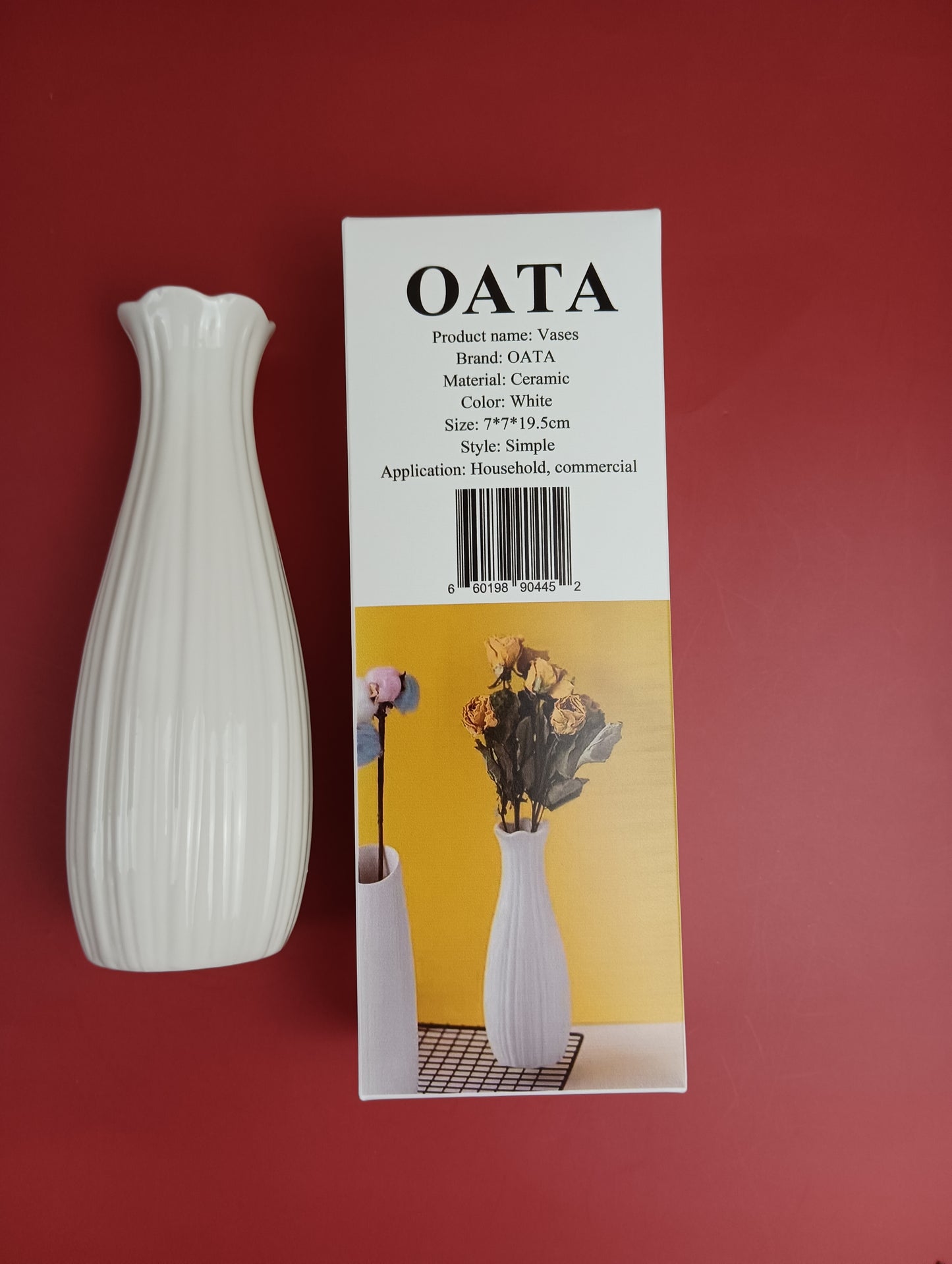 OATA Vases A sky sky full of dried flowers Flower Arrangement Vase Ceramic Decorative Ornament Living Room Hydroponic White Flower Vessel Minimalist Style