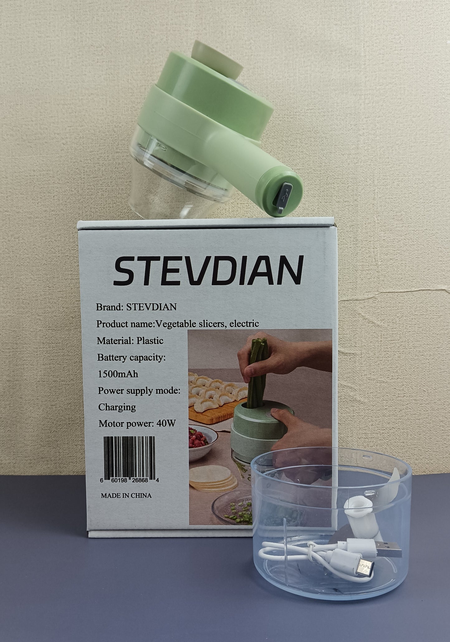 STEVDIAN Vegetable slicers, electric Multi-functional vegetable slicer cordless motorized garlic pureeing artifact garlic auxiliary device garlic slicing onion cutting chili artifact kitchen