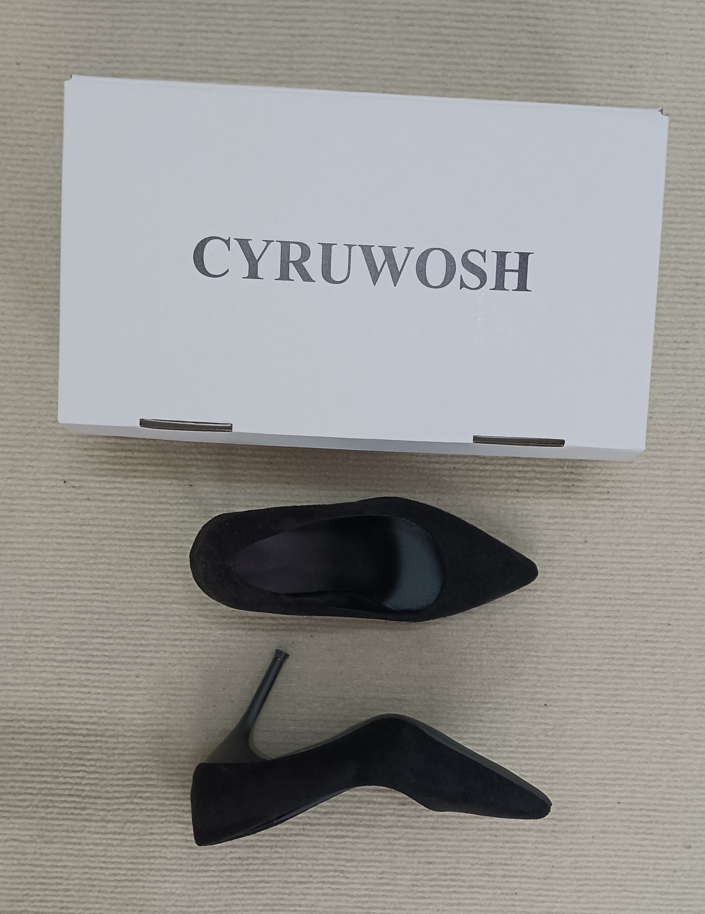 CYRUWOSH Women's shoes black suede high heels female fine heel career work interview formal dress teenage girl etiquette small size high heel shoes